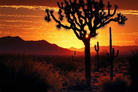 Premium AI Image | View of the Sonoran Desert at Sunset