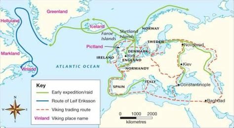 Map of viking expeditions, raids, and trade routes. United Nations ...