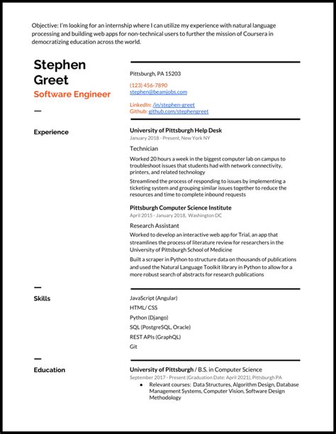 4 Computer Science (CS) Resume Examples for 2021