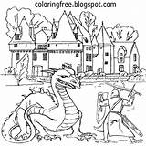 Castle And Dragon Coloring Pages sketch template