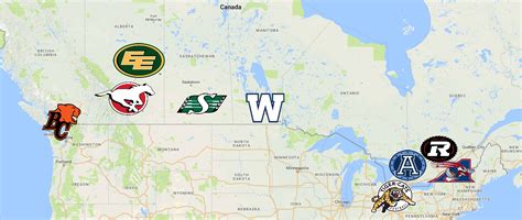 CFL Map | Teams | Logos - Sport League Maps : Maps of Sports Leagues