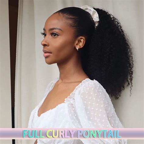 8A Brazilian Kinky Curly Human Hair Drawstring Ponytail Extension for Black Women - 12 Inch