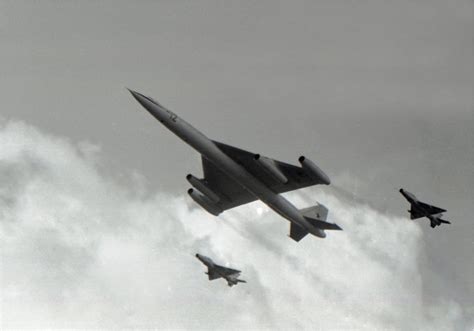 Soviet supersonic strategic bomber, Myasishchev M-50, making a flyby at Soviet Aviation Day in ...