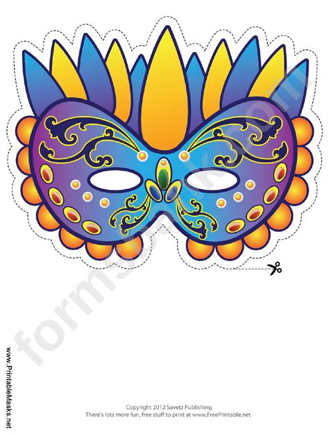 Mardi Gras Celebration Mask Template printable pdf download