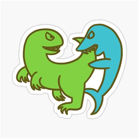 "Dino vs Shark" Sticker by wasteoftime | Redbubble