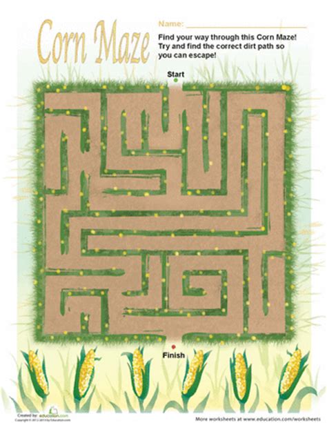 Fall Corn Maze | Corn maze, Maze and Worksheets