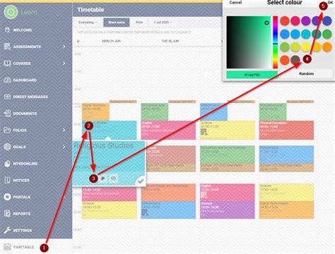 How do I change Timetable Colours on SEQTA? : John Septimus Roe Anglican Community School