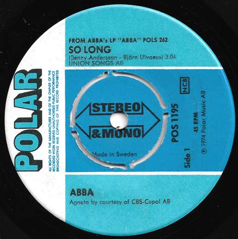 ABBA - So Long (1974, Vinyl) | Discogs