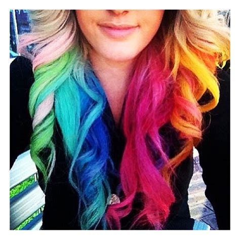 Rainbow colored curls | Hair dye tips, Dip dye hair, Dyed tips