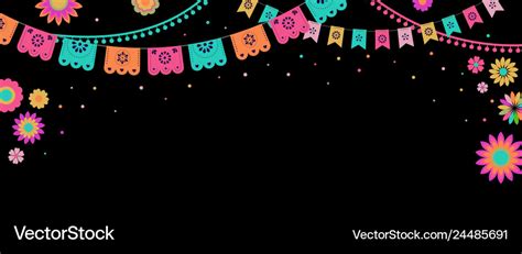 Mexican fiesta banner and poster design with flags