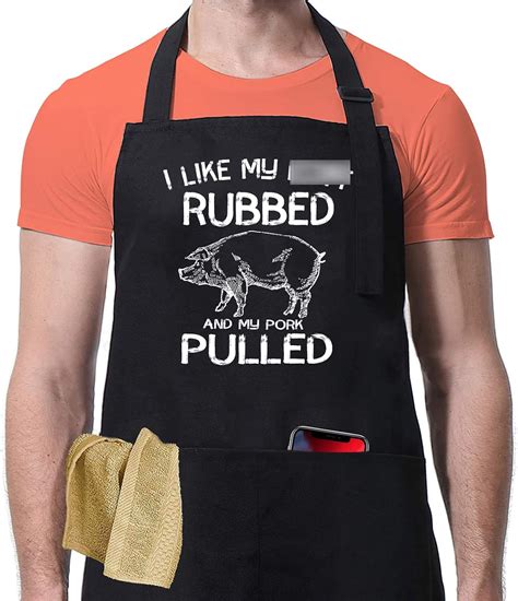 QIPNVY Funny Grilling Apron for Men - I Like My Butt Rubbed And My Pork Pulled - Adjustable ...