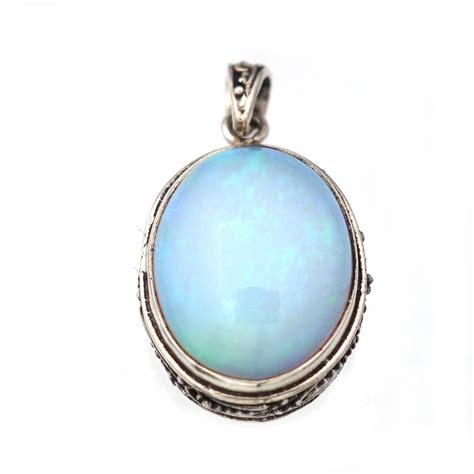 Genuine Opal Pendant Necklace 925 Sterling Silver Real Opal Gemstone Handmade Jewelry ...