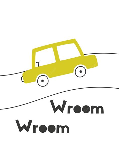 Premium Vector | Kids poster with a car cute poster for a childrens room with a car and a road ...