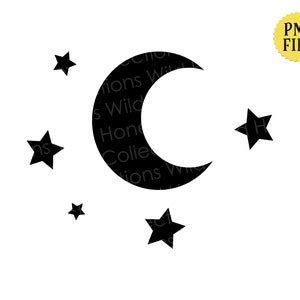 Moon and Stars, PNG File, Moon Silhouette, Crafting, Sublimation, INSTANT DOWNLOAD - Etsy