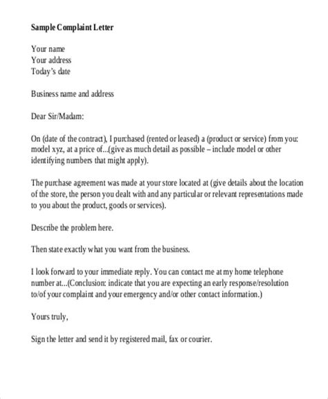 7+ Sample Business Complaint Letters | Sample Templates