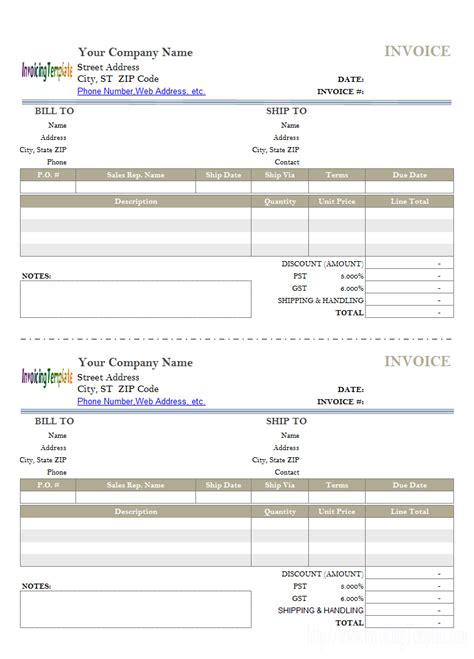 5.5 Inch X 8.5 Inch - 2 Invoices On One Template Invoice Format In Excel, Invoice Sample ...