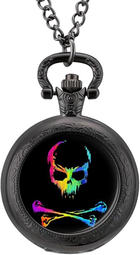 Amazon.com : Rainbow Pirate Skull Crossbone Flag Alloy Pocket Watch ...