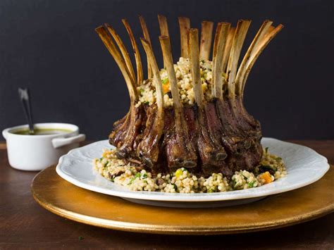 Crown Roast of Lamb w/ Stuffing & Pistachio-Mint Recipe