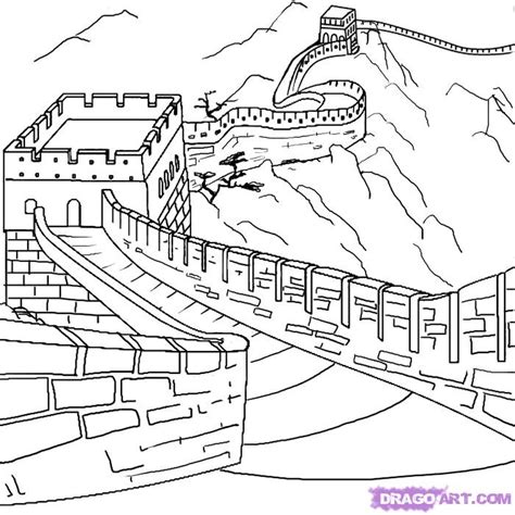 Great Wall Of China Coloring Page - Coloring Home