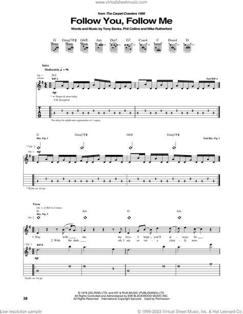 Follow You, Follow Me sheet music for guitar (tablature) (PDF)