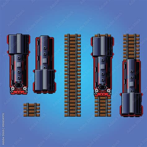 steam train locomotive pixel art style game asset vector Stock Vector ...