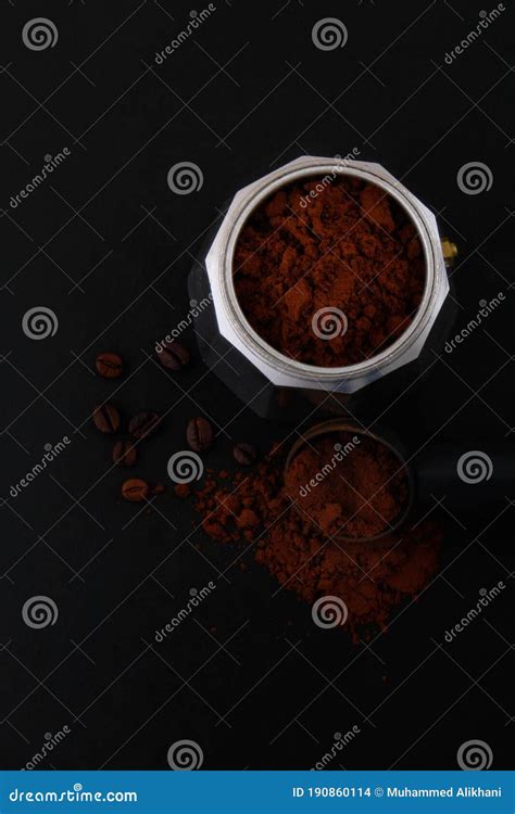 White and Black Coffee Beans with a Black Background. Stock Photo ...