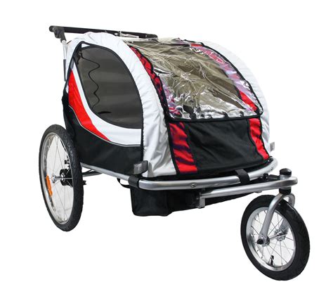 Clevr Deluxe 3-in-1 Double Seat Bike Trailer Stroller Jogger for Child Kids, Red | Baby bike ...