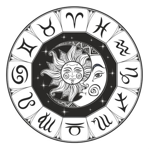 Zodiaco. Simbolo astrologico Oroscopo. Il sole e la luna Astrologia ...