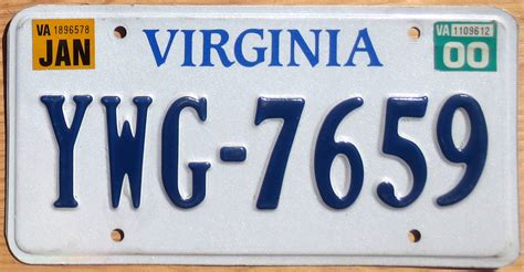 2000 Virginia vg+ | Automobile License Plate Store: Collectible License ...