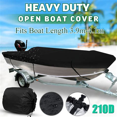 Waterproof Heavy Duty Open Boat Cover Trailerable Fishing Ski Bass Runabouts,210D Fit 11.5 - 14 ...