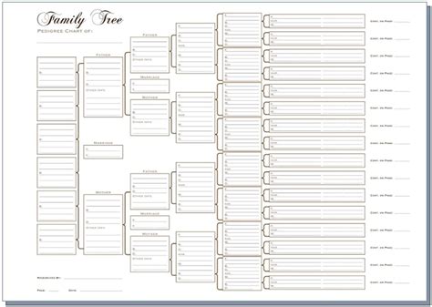 6 Generation Pedigree chart white | Family tree template excel, Family tree template word ...