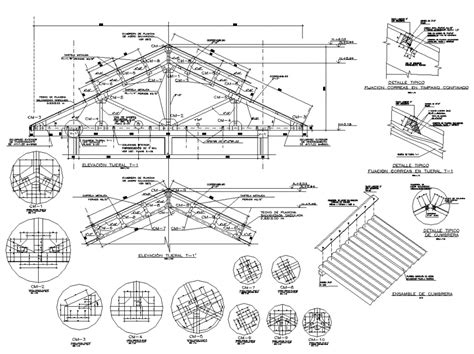 King-post roof truss detail elevation 2d view layout dwg file - Cadbull