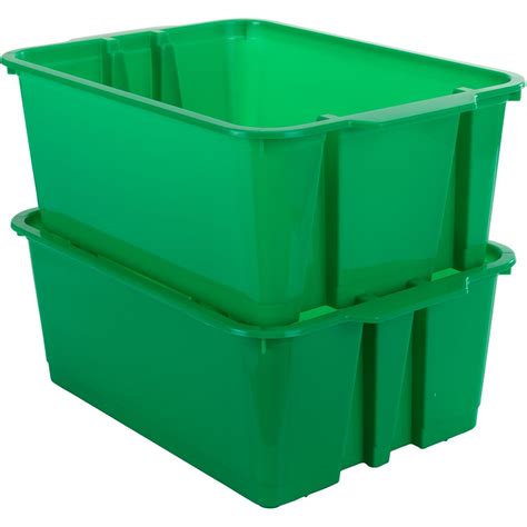 Classroom Stacking Bins, Set of 12 - Green