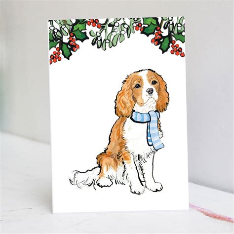 Cavalier King Charles Christmas Card By Pet Portrait Illustration