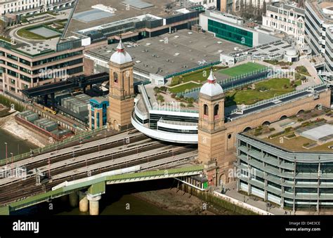 Aerial view of Cannon Street Station on the north bank of the river Stock Photo, Royalty Free ...