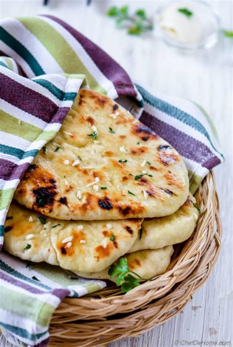 Homemade No Yeast Garlic Butter Naan Recipe | ChefDeHome.com