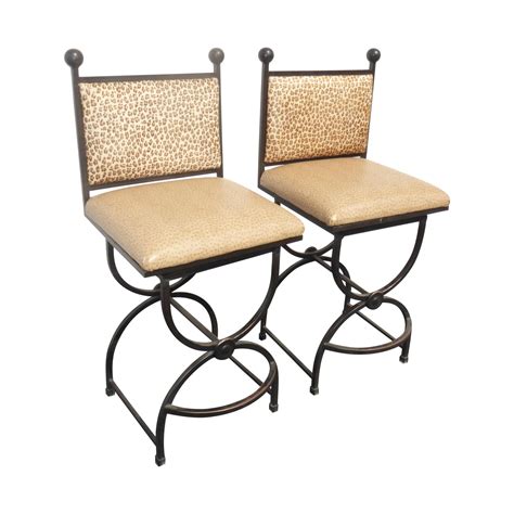 Wrought Iron Swivel Bar Stools - A Pair | Chairish