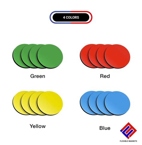 16-Pack Flexible Magnets in Assorted Colors. Two Sizes