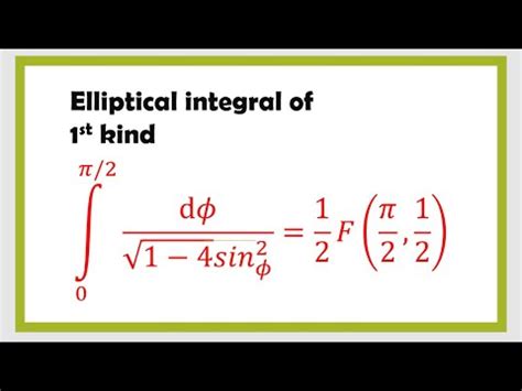 elliptical integral || Elliptical integral of 1st kind example - YouTube