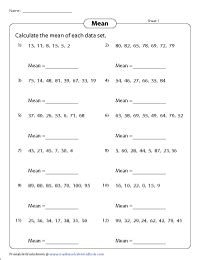 Mean Worksheets: Finding Average