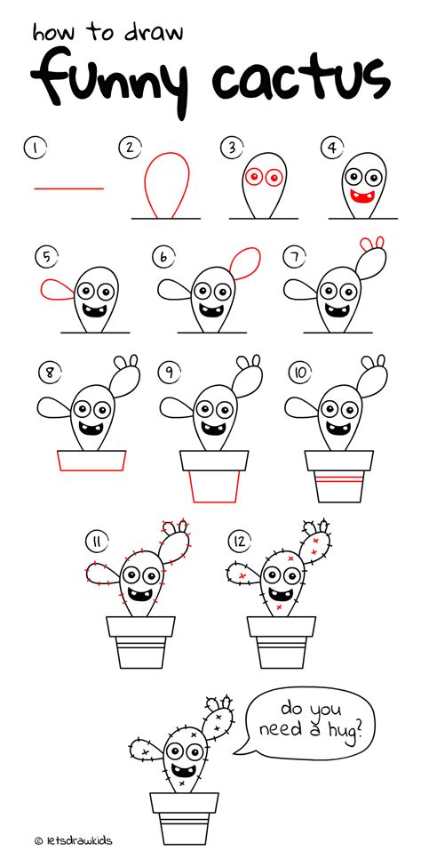 How to draw Funny Cactus. Easy drawing, step by step, perfect for kids! Let's draw kids. http ...