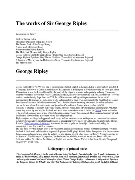 The Works of Sir George Ripley: A Comprehensive Collection of Manuscripts and Printed Works on ...