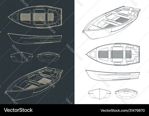 Boat blueprints Royalty Free Vector Image - VectorStock