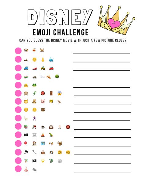 Disney Emoji Challenge Printable With Answers