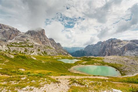 Piani Lakes, Dolomites Mountains, Italy Stock Image - Image of ...