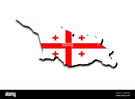 Outline map of Georgia with the national flag superimposed over the ...