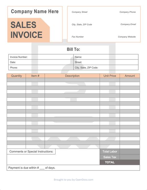 Sales Invoice Excel Template