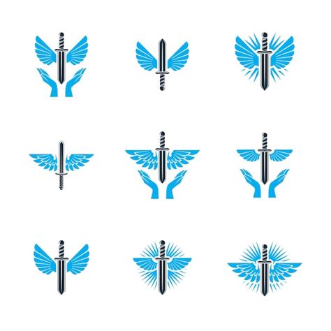 Premium Vector | Guardian angel vector conceptual emblems collection ...