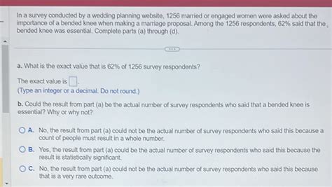 Solved: In a survey conducted by a wedding planning website,[algebra ...