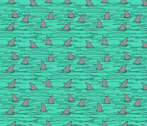 shark fin // bright green shark fabric shark design shark pattern cute ...